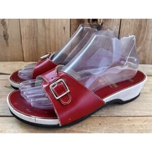 THIES Fussform VTG Slides Red Leather Retro German Lagenlook WOmen’s Sz 8